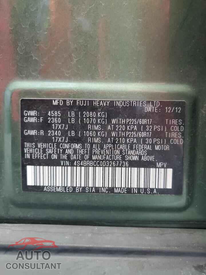 SUBARU OUTBACK 2013 - 4S4BRBCC0D3267736