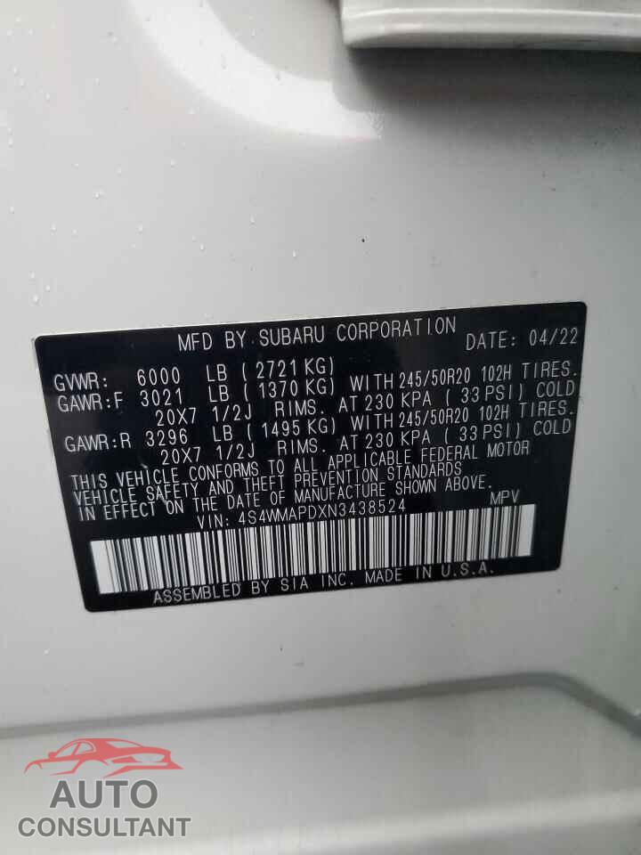 SUBARU ASCENT 2022 - 4S4WMAPDXN3438524