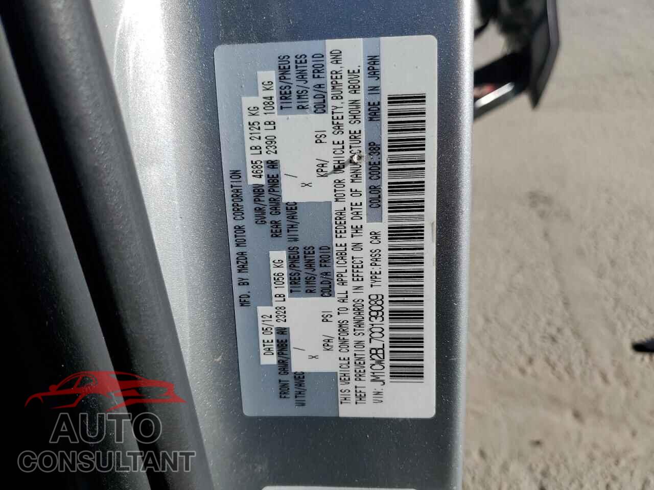 MAZDA 5 2012 - JM1CW2BL7C0139089