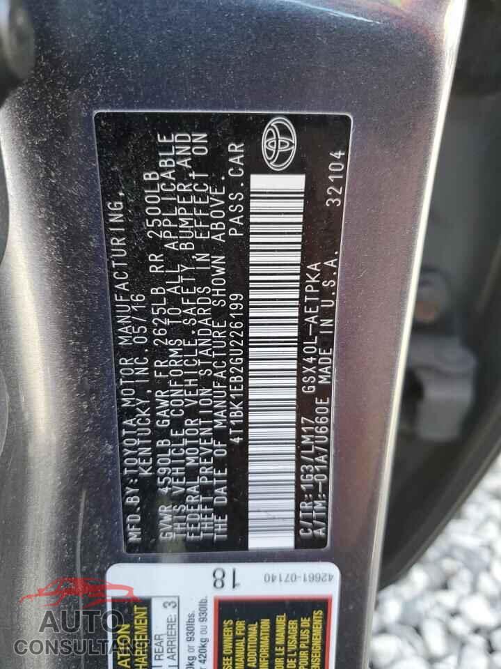 TOYOTA AVALON 2016 - 4T1BK1EB2GU226199