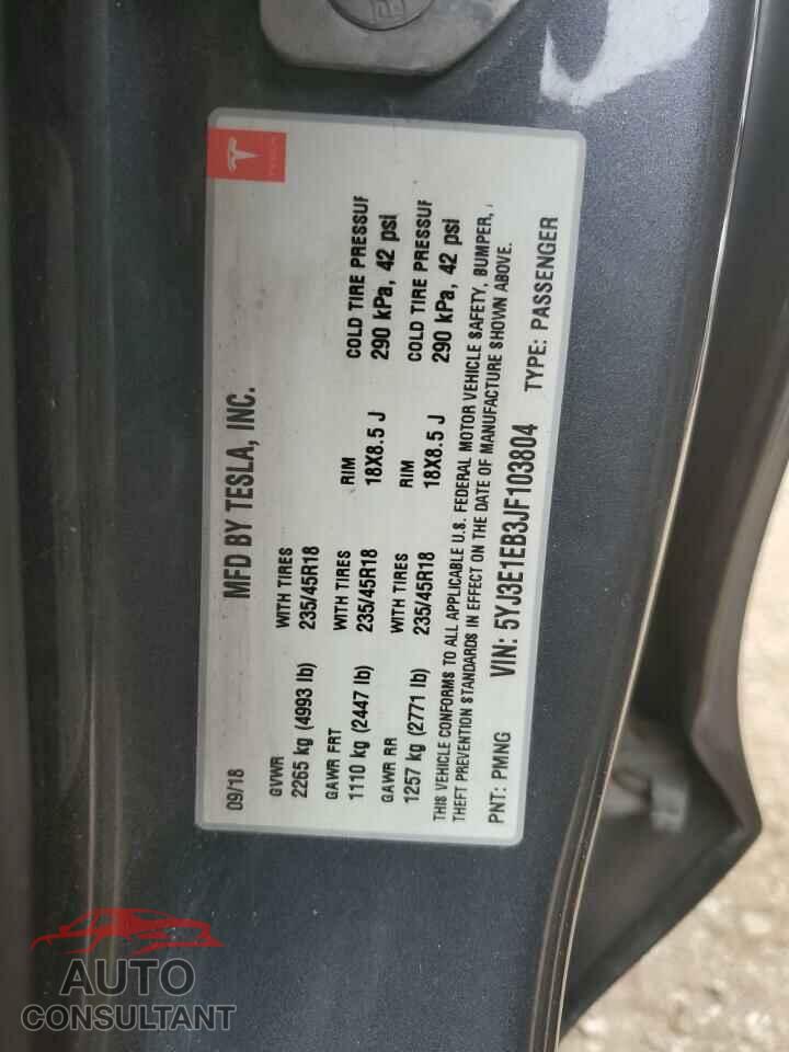 TESLA MODEL 3 2018 - 5YJ3E1EB3JF103804