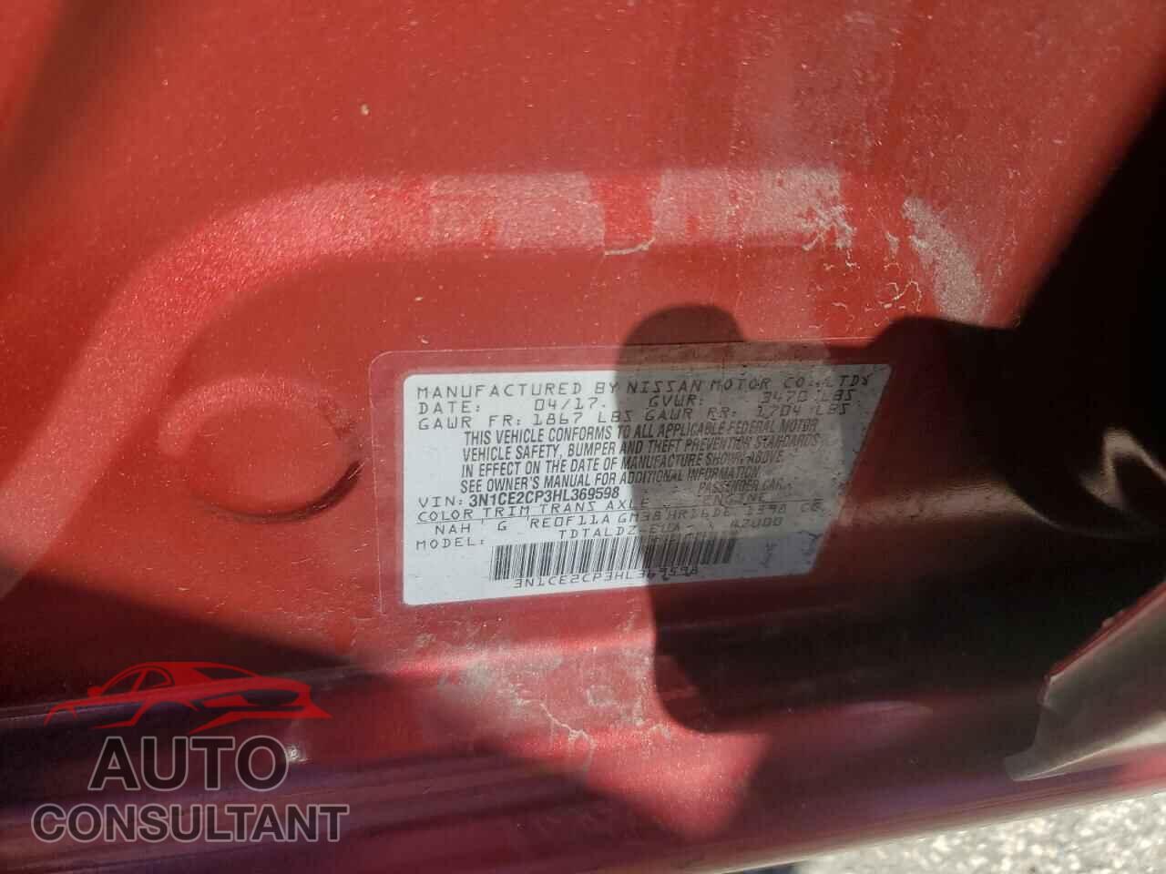 NISSAN VERSA 2017 - 3N1CE2CP3HL369598