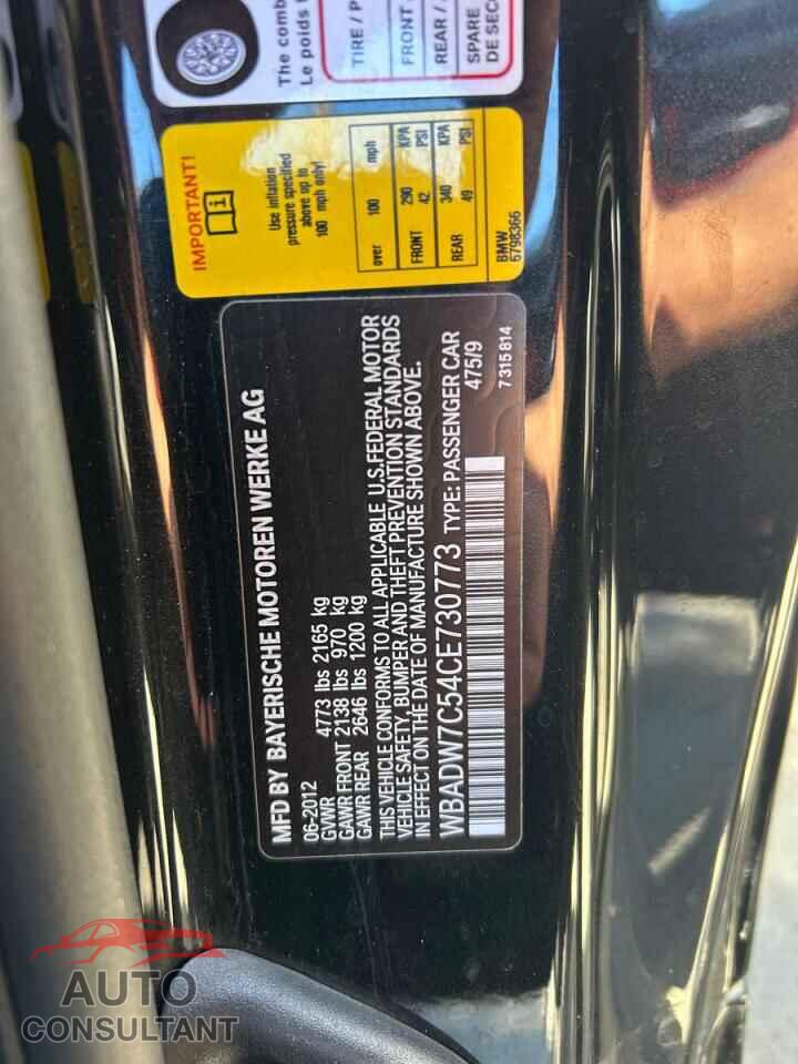BMW 3 SERIES 2012 - WBADW7C54CE730773