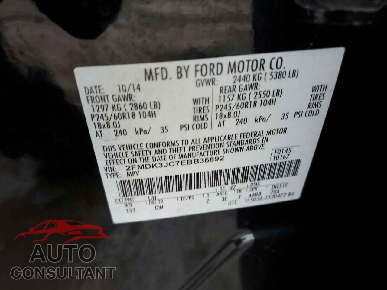 FORD EDGE 2014 - 2FMDK3JC7EBB36892