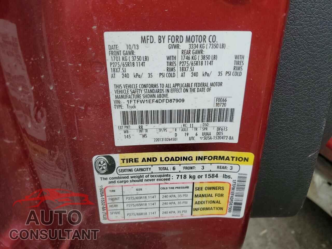 FORD F-150 2013 - 1FTFW1EF4DFD87909