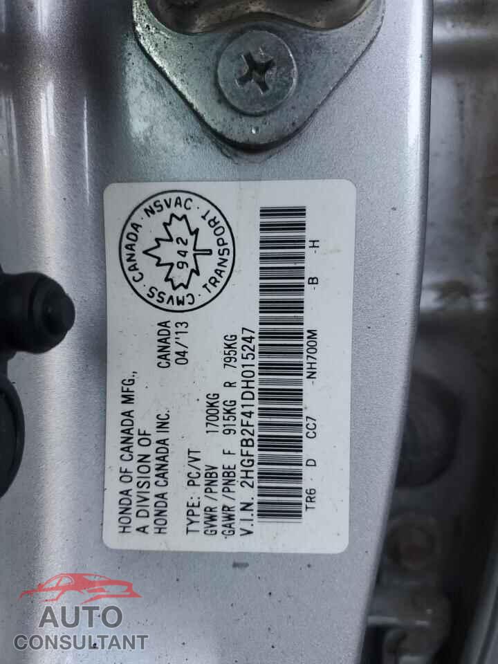 HONDA CIVIC 2013 - 2HGFB2F41DH015247