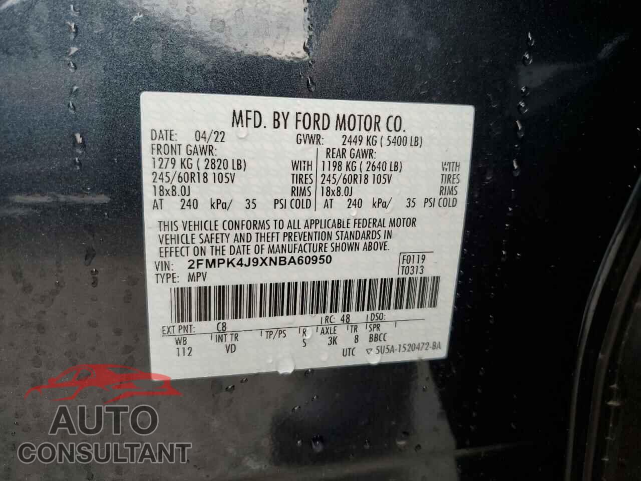 FORD EDGE 2022 - 2FMPK4J9XNBA60950