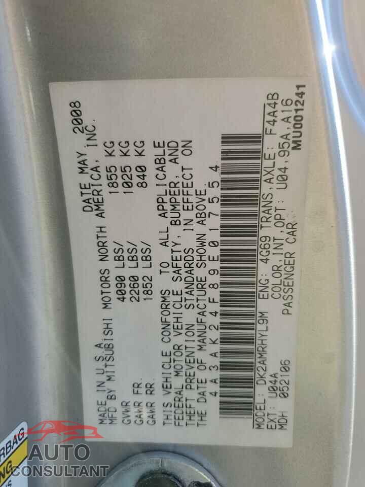 MITSUBISHI ECLIPSE 2009 - 4A3AK24F89E017554