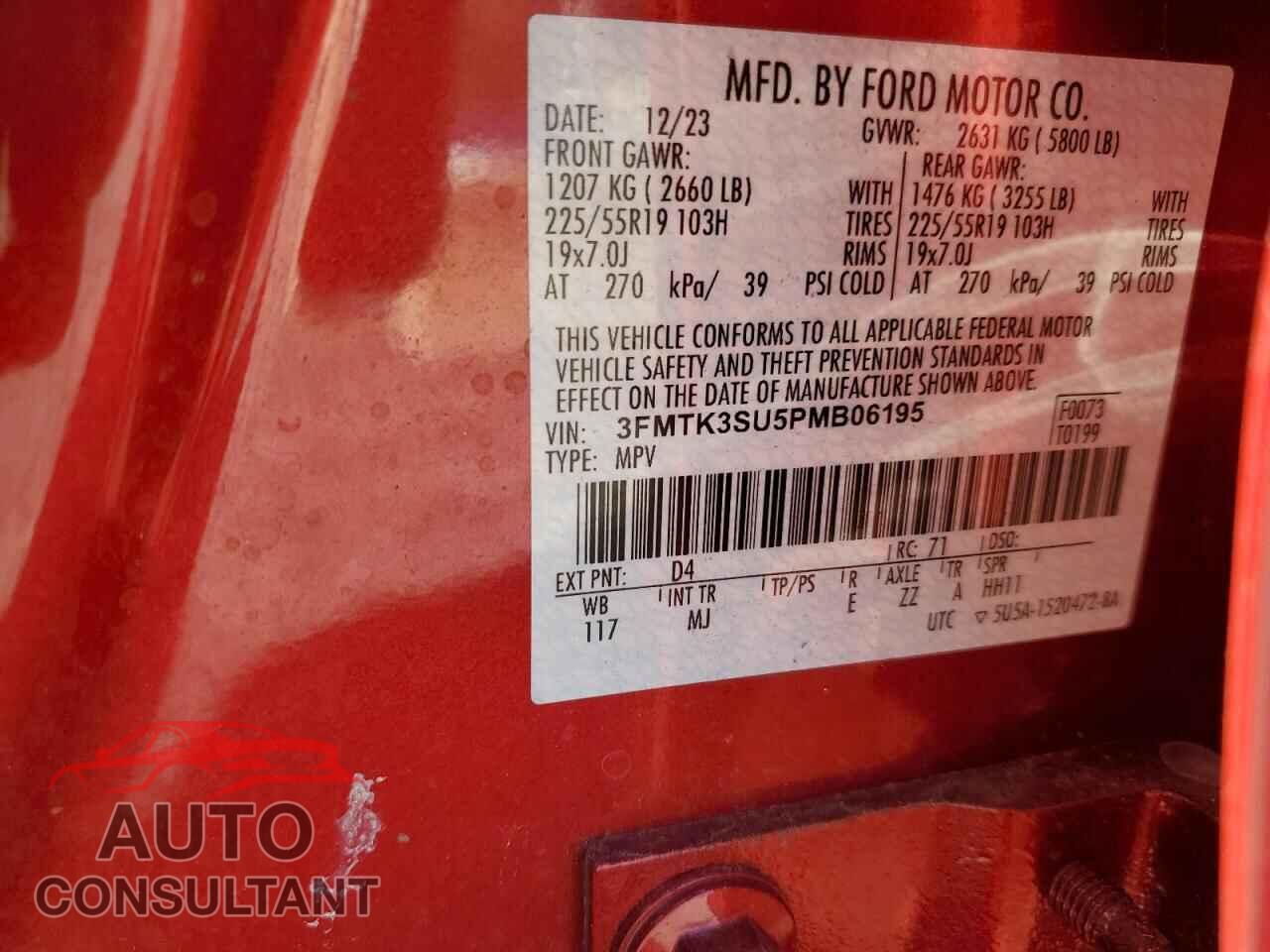 FORD MUSTANG 2023 - 3FMTK3SU5PMB06195