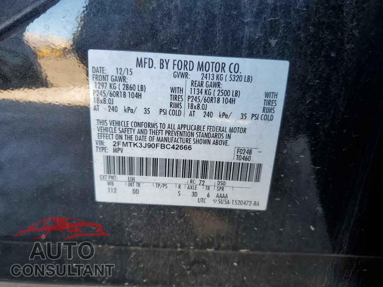 FORD EDGE 2015 - 2FMTK3J90FBC42666