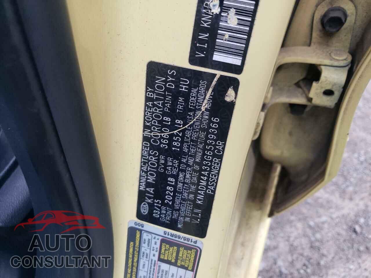 KIA RIO 2016 - KNADM4A33G6539366