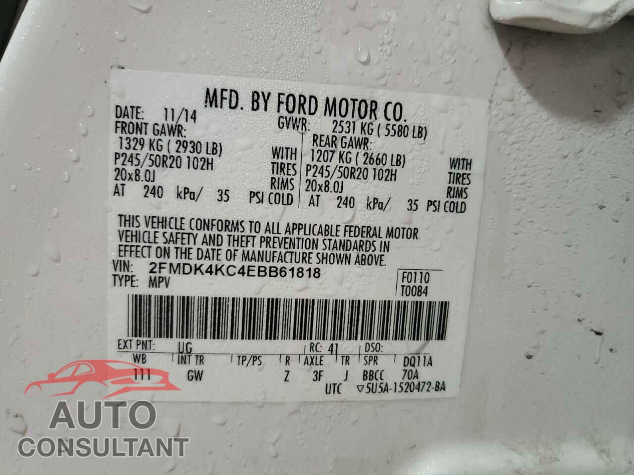 FORD EDGE 2014 - 2FMDK4KC4EBB61818