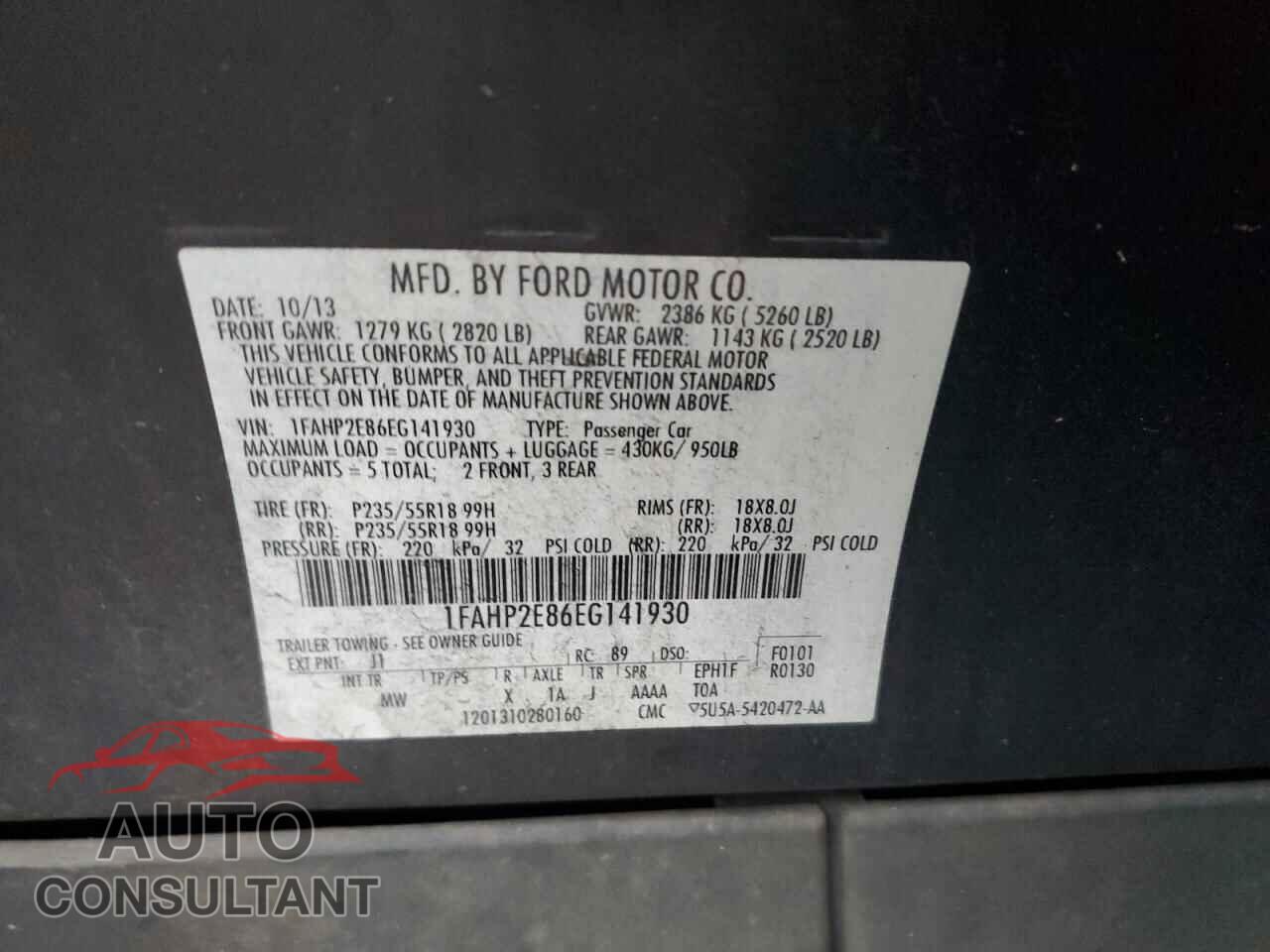 FORD TAURUS 2014 - 1FAHP2E86EG141930
