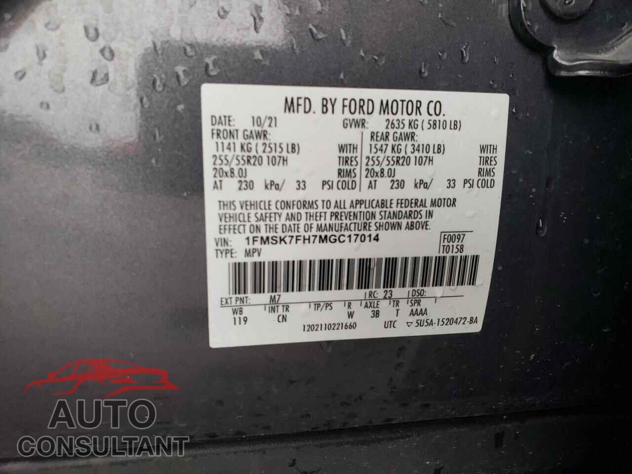 FORD EXPLORER 2021 - 1FMSK7FH7MGC17014