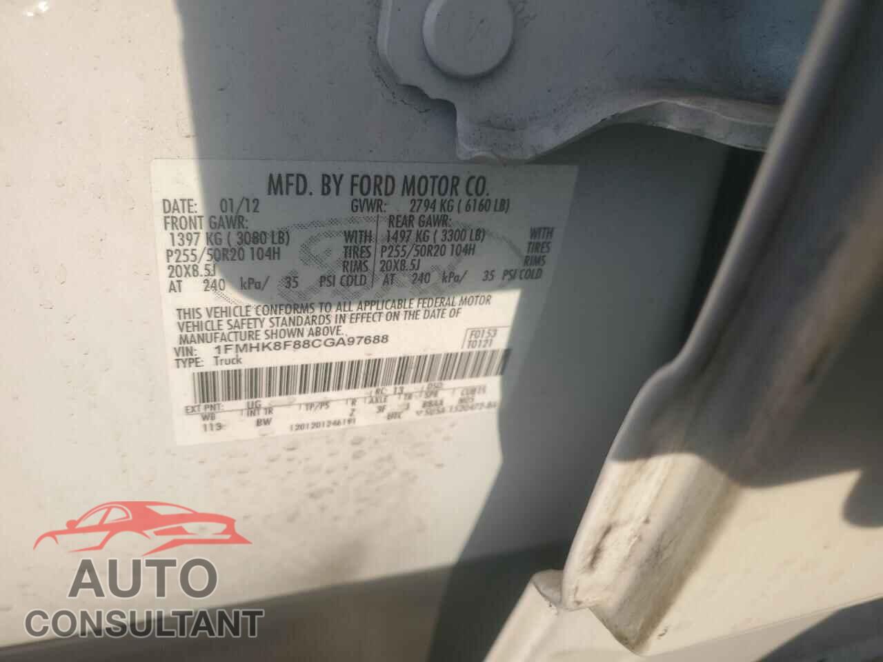 FORD EXPLORER 2012 - 1FMHK8F88CGA97688