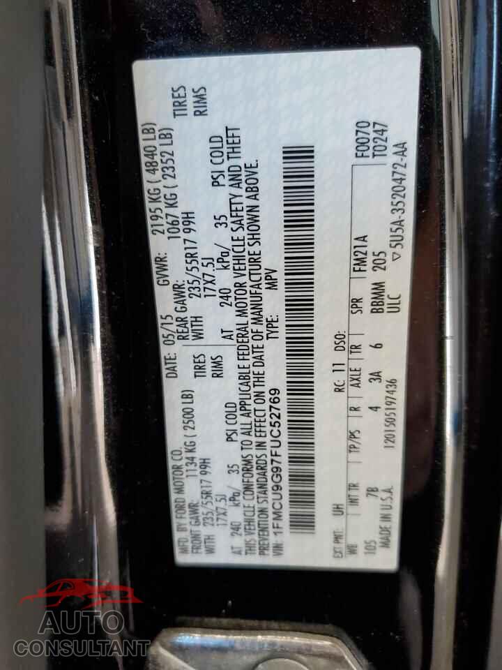 FORD ESCAPE 2015 - 1FMCU9G97FUC52769
