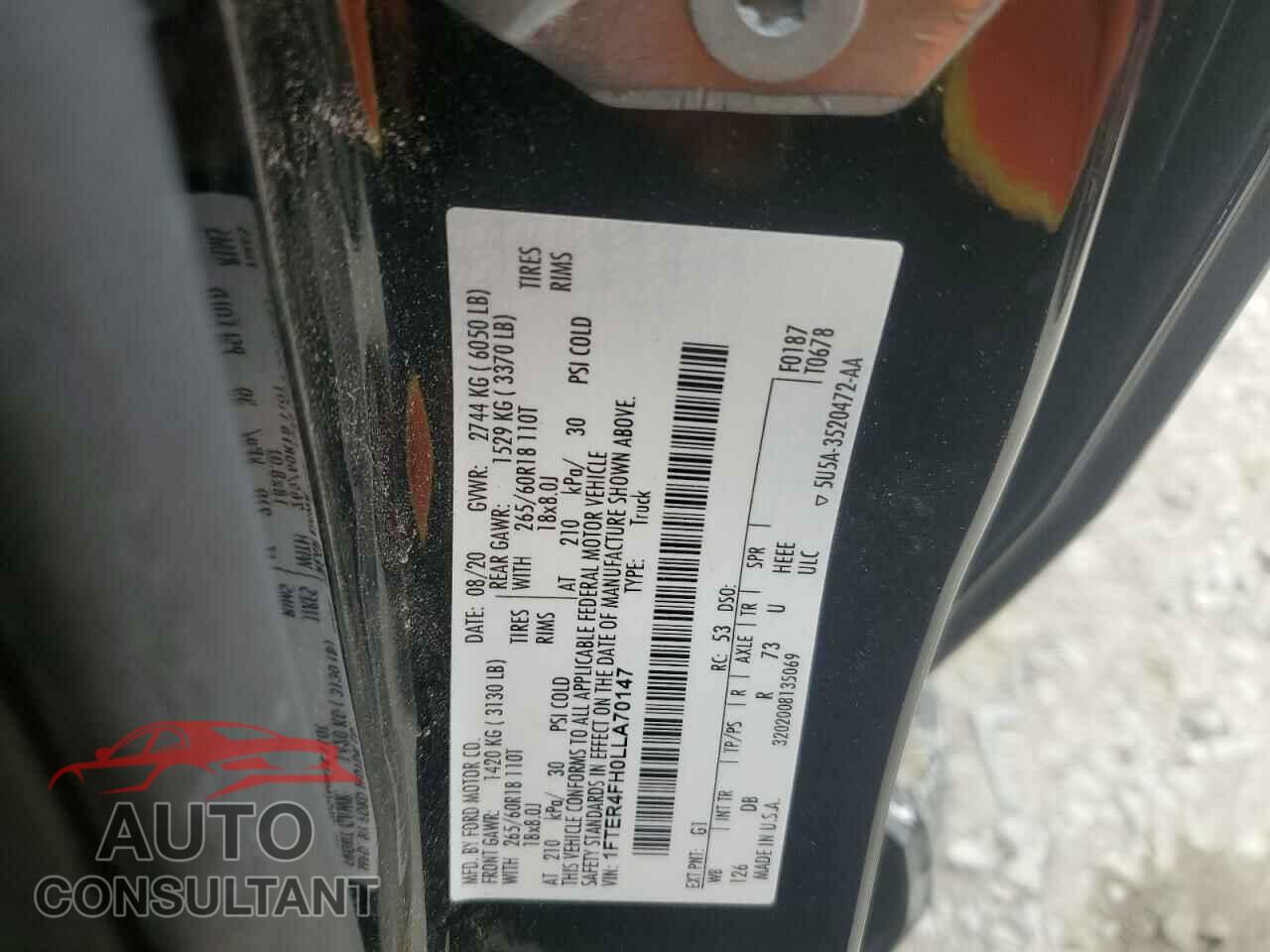 FORD RANGER 2020 - 1FTER4FH0LLA70147