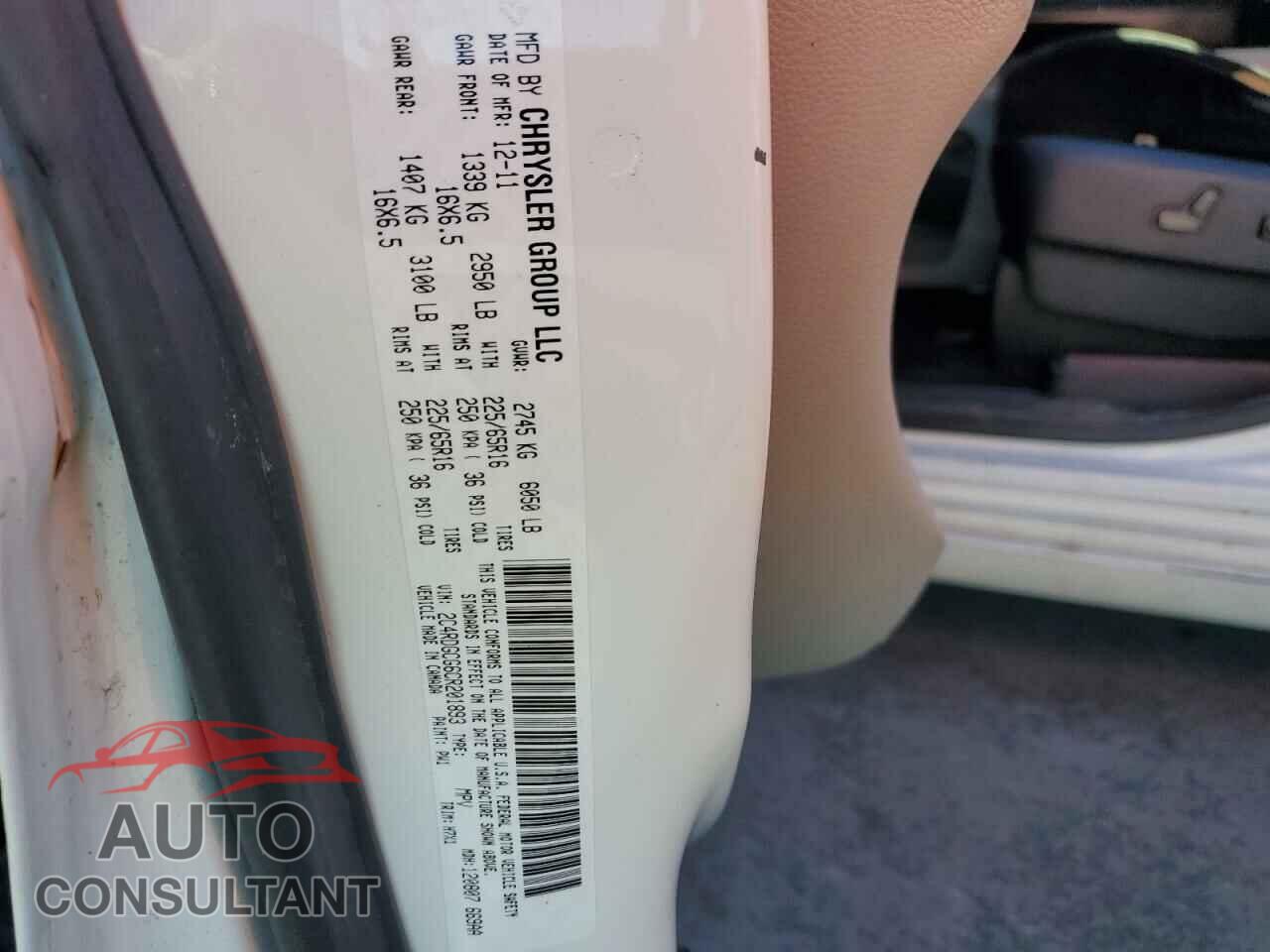 DODGE CARAVAN 2012 - 2C4RDGCG6CR201893