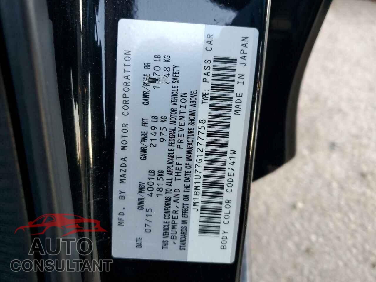 MAZDA 3 2016 - JM1BM1U77G1277758