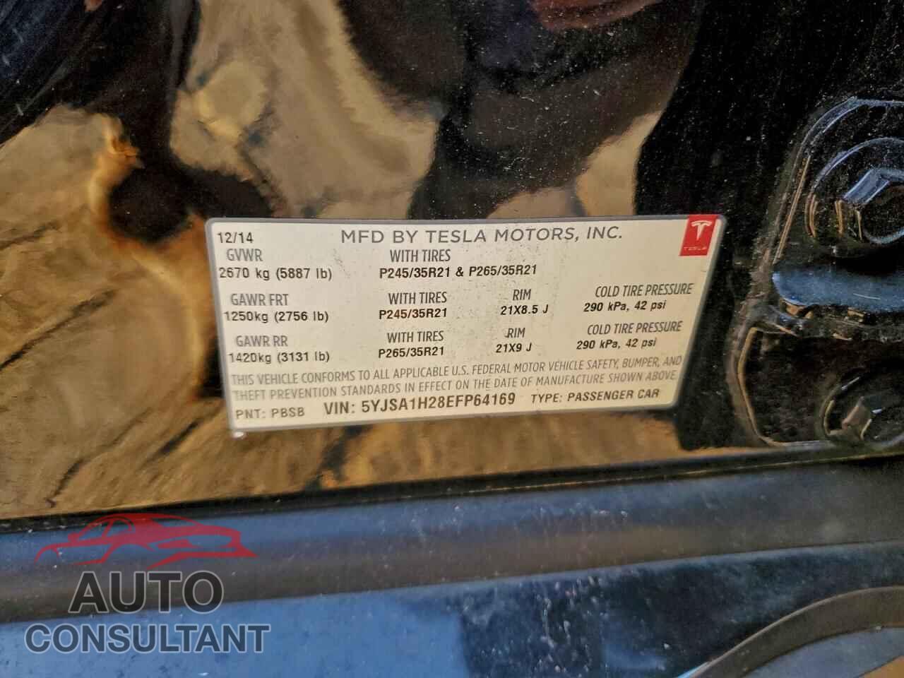 TESLA MODEL S 2014 - 5YJSA1H28EFP64169
