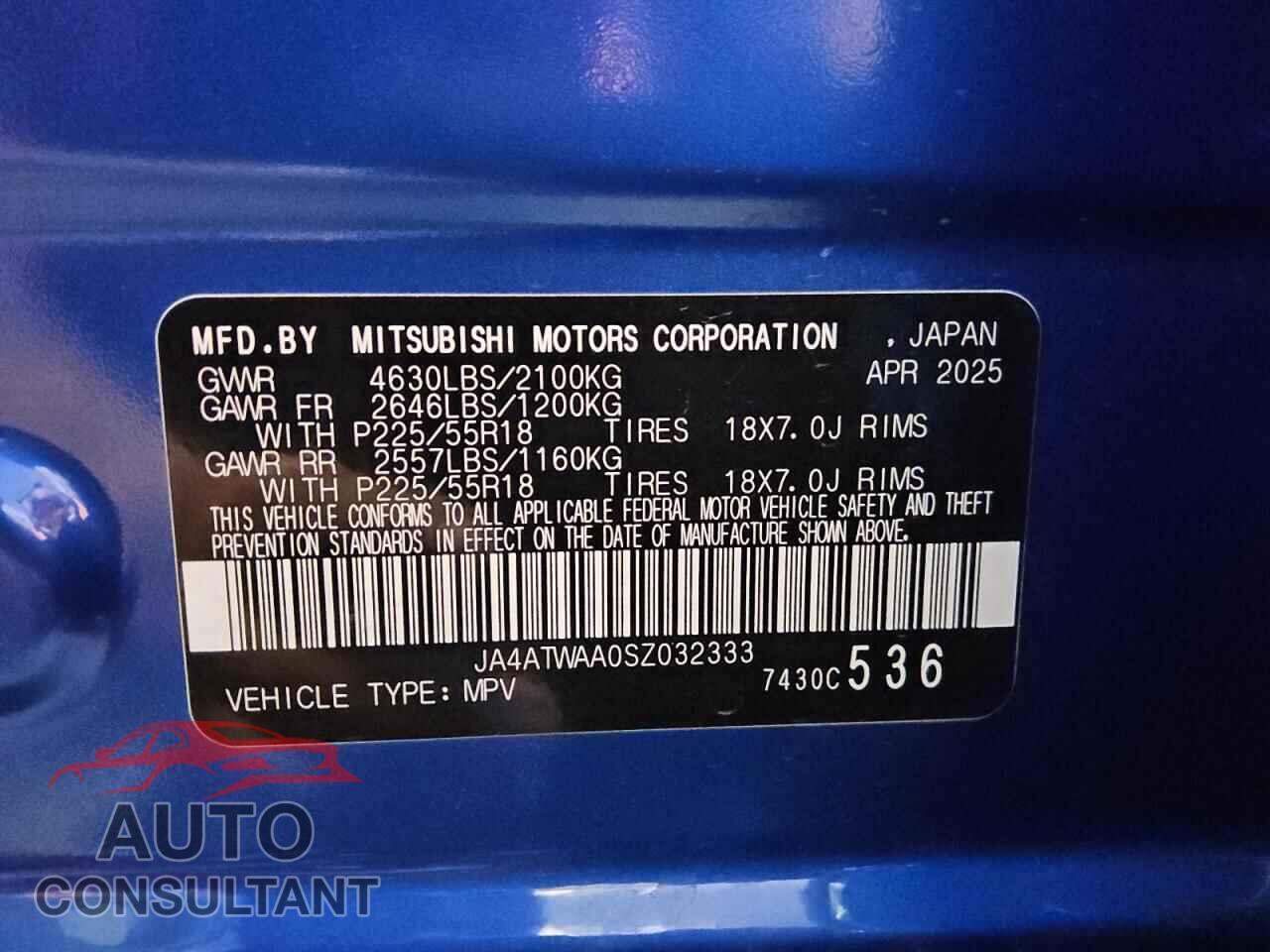 MITSUBISHI ECLIPSE 2025 - JA4ATWAA0SZ032333