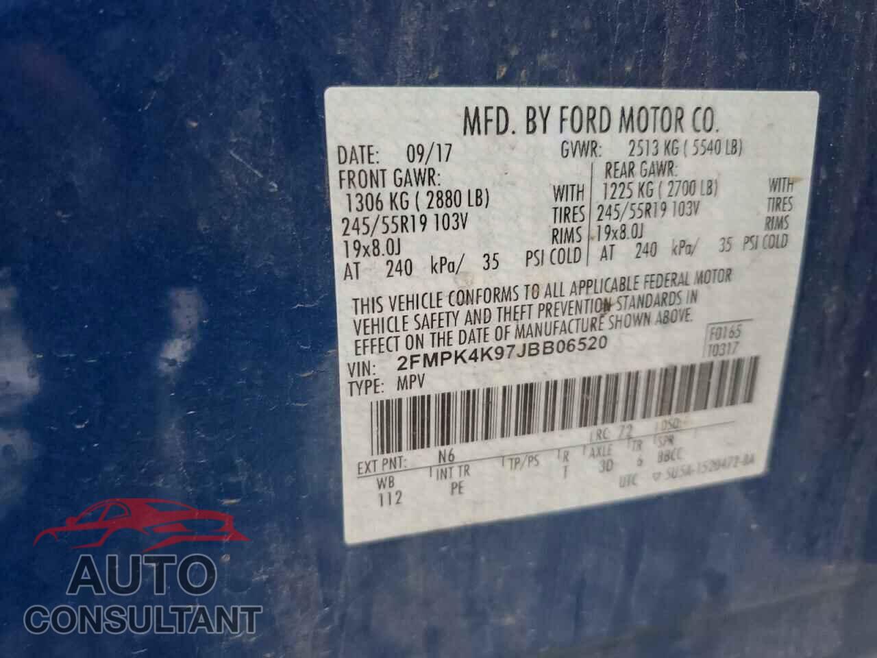 FORD EDGE 2018 - 2FMPK4K97JBB06520