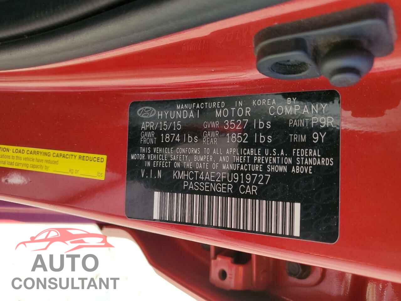 HYUNDAI ACCENT 2015 - KMHCT4AE2FU919727