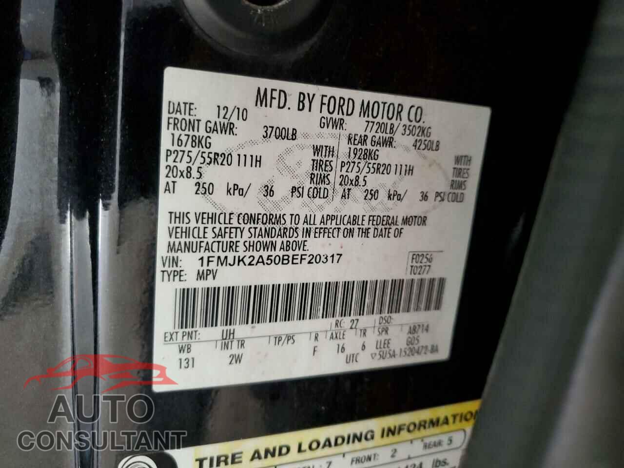 FORD EXPEDITION 2011 - 1FMJK2A50BEF20317