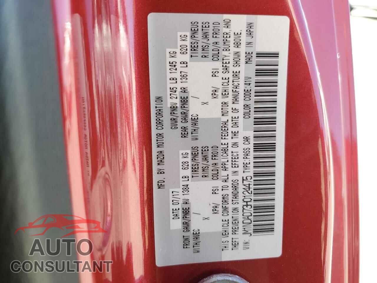 MAZDA MX5 2017 - JM1NDAD73H0124475