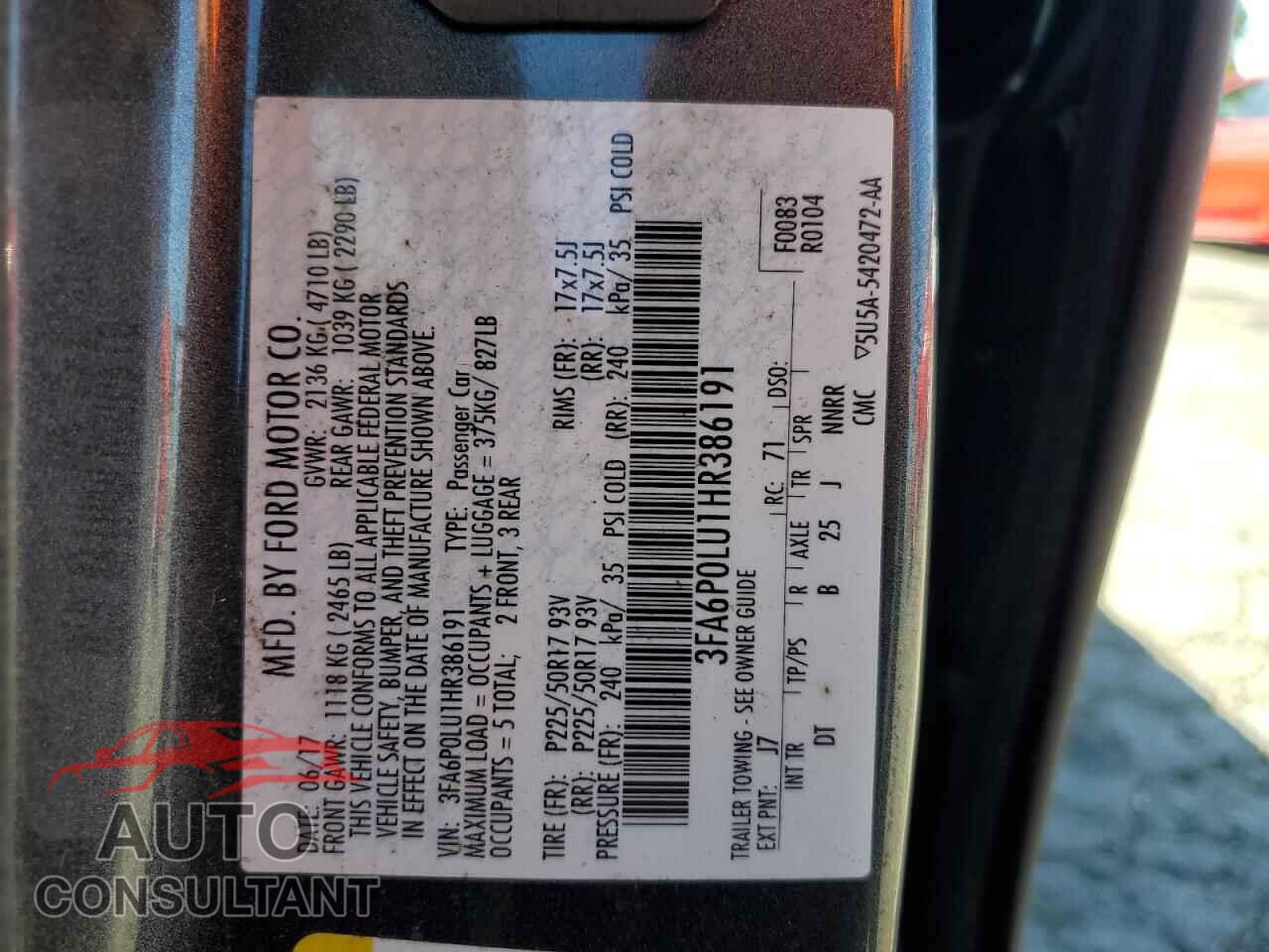 FORD FUSION 2017 - 3FA6P0LU1HR386191