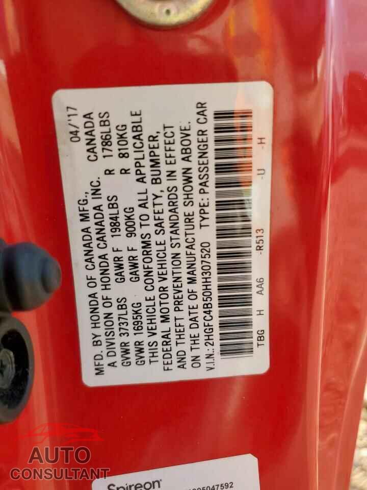 HONDA CIVIC 2017 - 2HGFC4B50HH307520