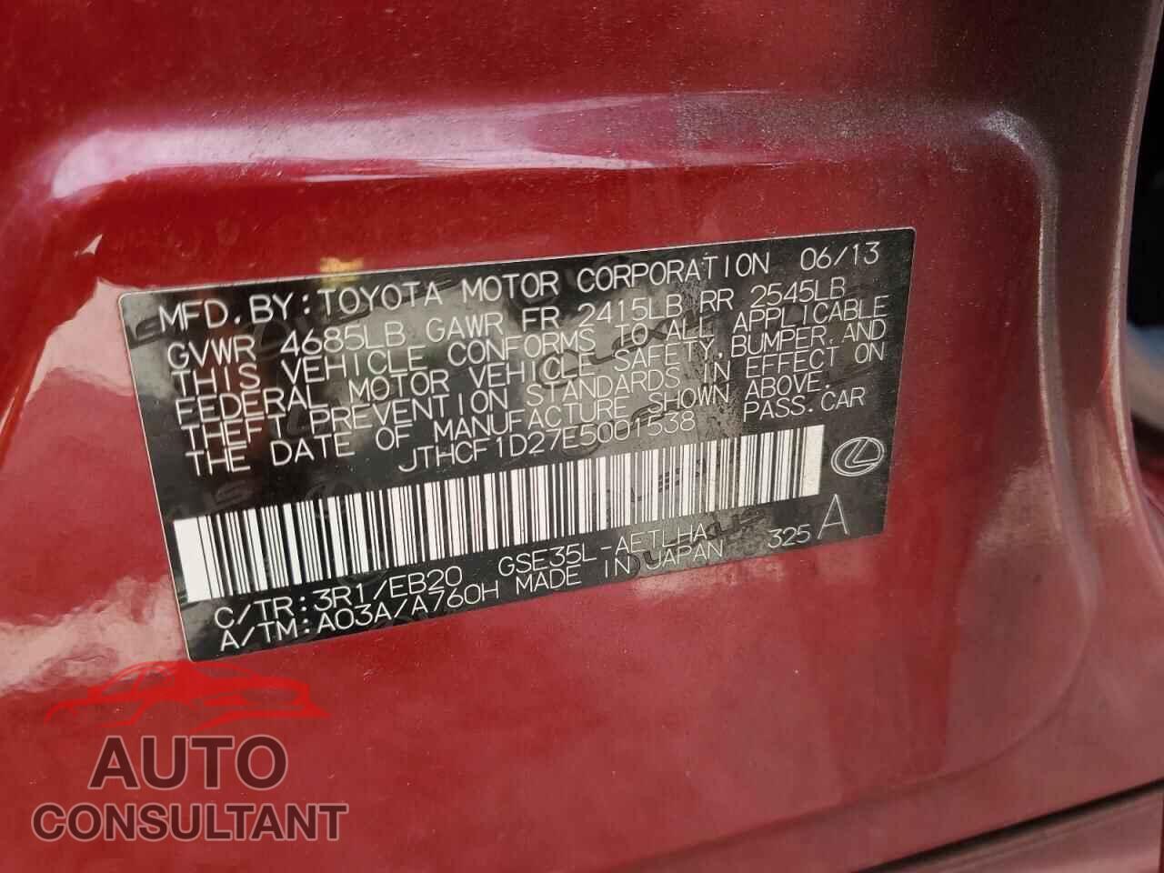 LEXUS IS 2014 - JTHCF1D27E5001538