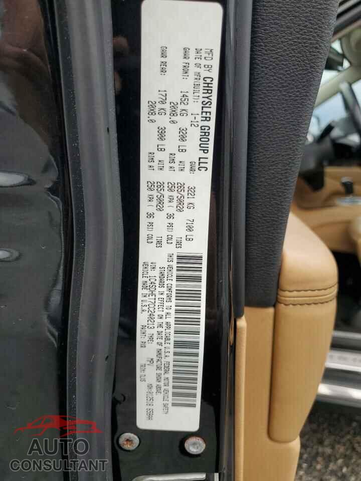 DODGE DURANGO 2012 - 1C4SDHET7CC240213
