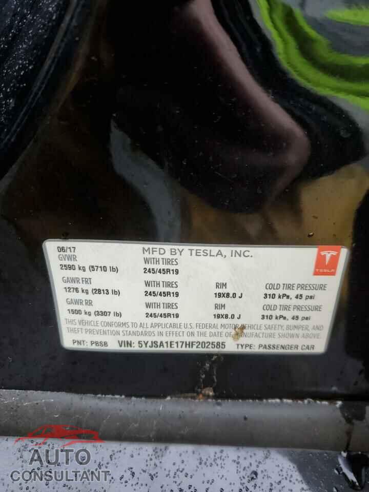 TESLA MODEL S 2017 - 5YJSA1E17HF202585