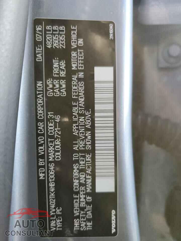 VOLVO S60 2017 - LYV402TK4HB130646