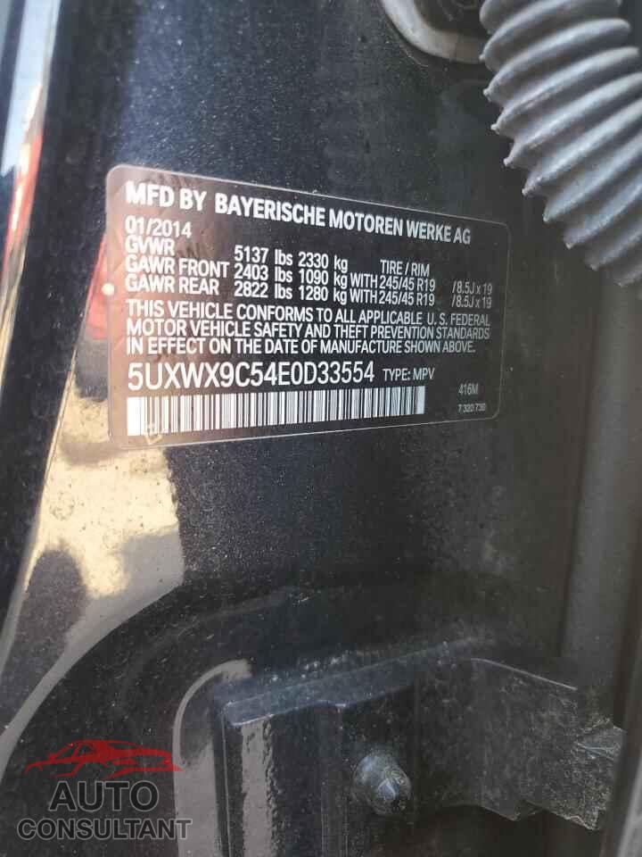 BMW X3 2014 - 5UXWX9C54E0D33554