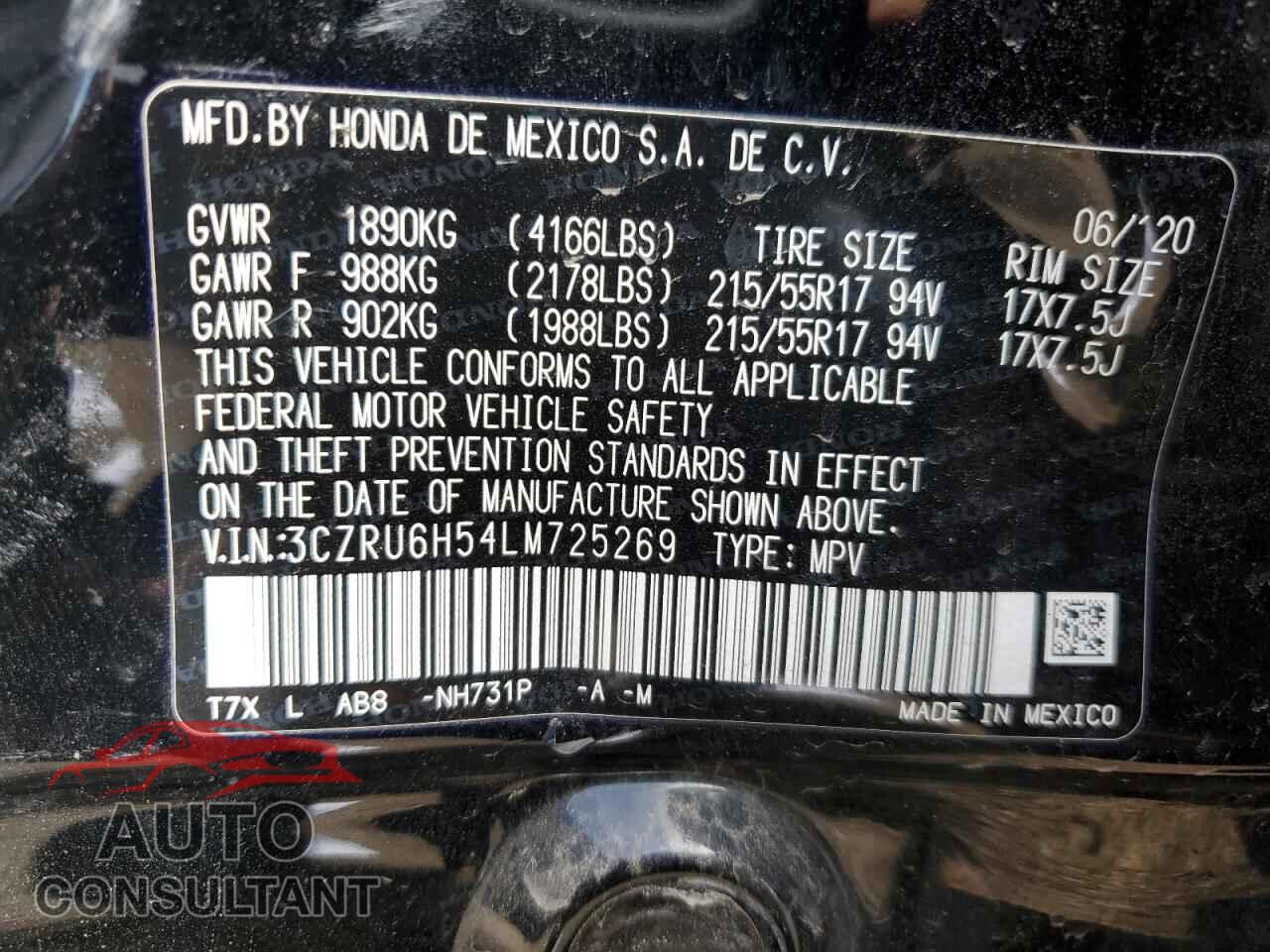HONDA HR-V 2020 - 3CZRU6H54LM725269