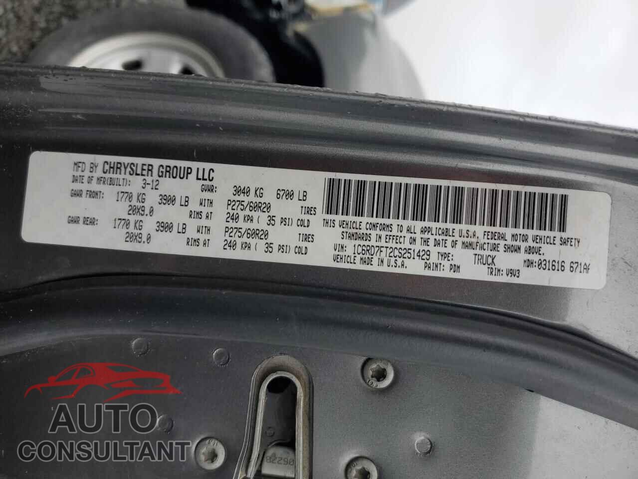 DODGE RAM 1500 2012 - 1C6RD7FT2CS251429