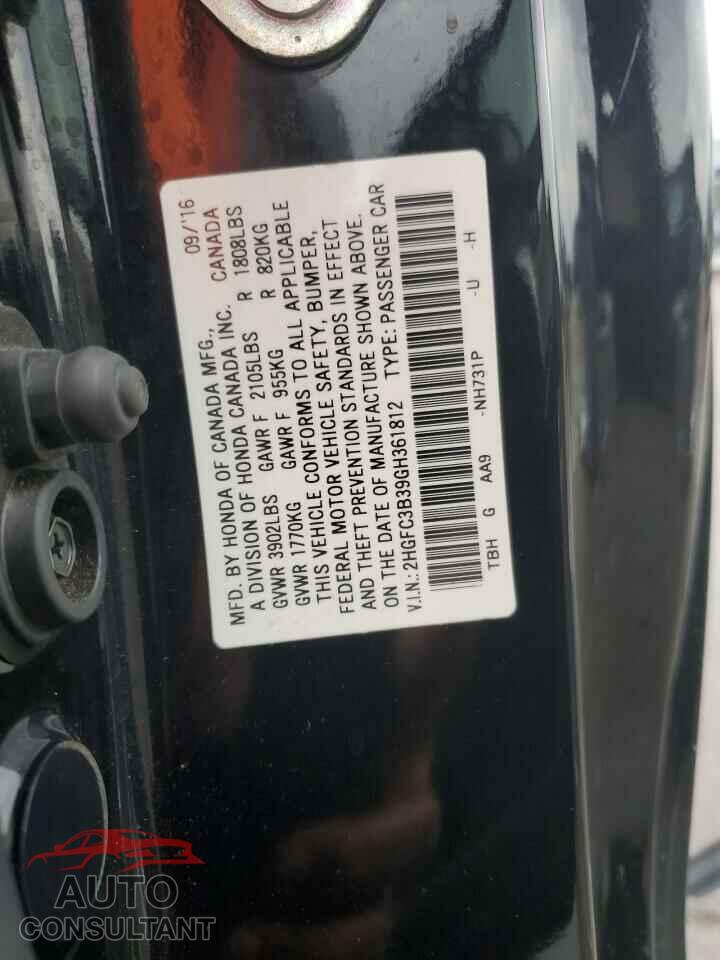 HONDA CIVIC 2016 - 2HGFC3B39GH361812