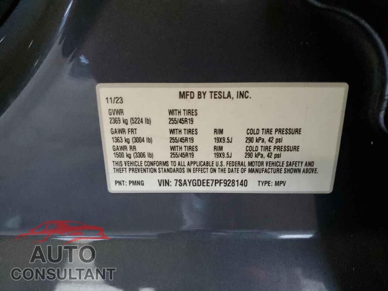 TESLA MODEL Y 2023 - 7SAYGDEE7PF928140
