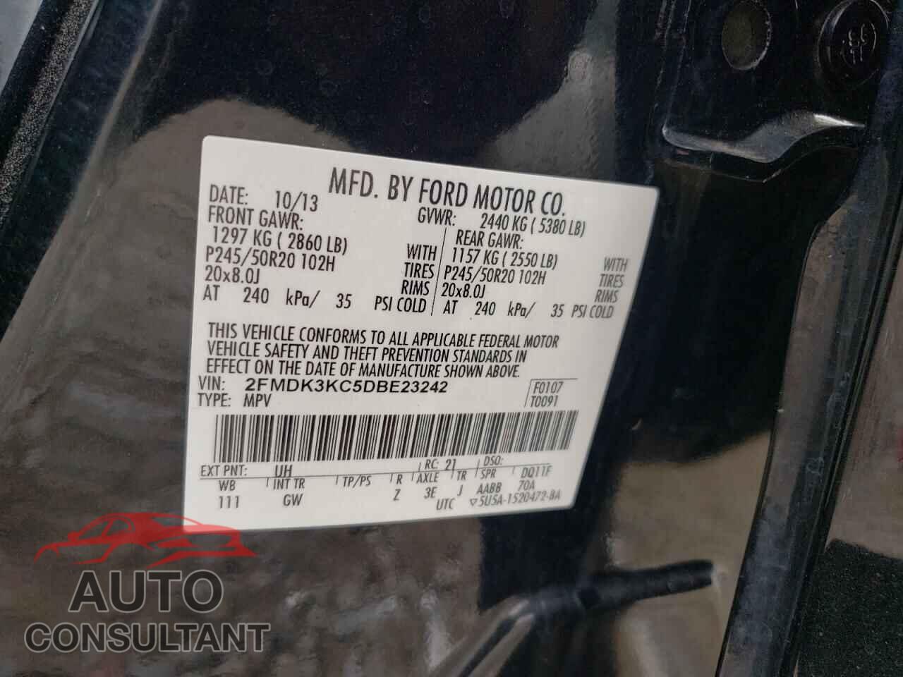 FORD EDGE 2013 - 2FMDK3KC5DBE23242