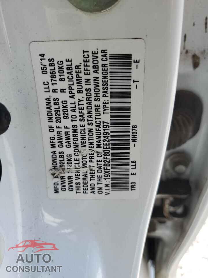 HONDA CIVIC 2014 - 19XFB2F80EE249197