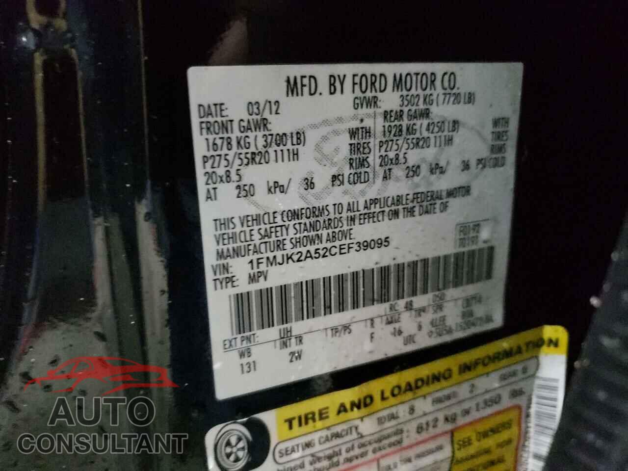 FORD EXPEDITION 2012 - 1FMJK2A52CEF39095