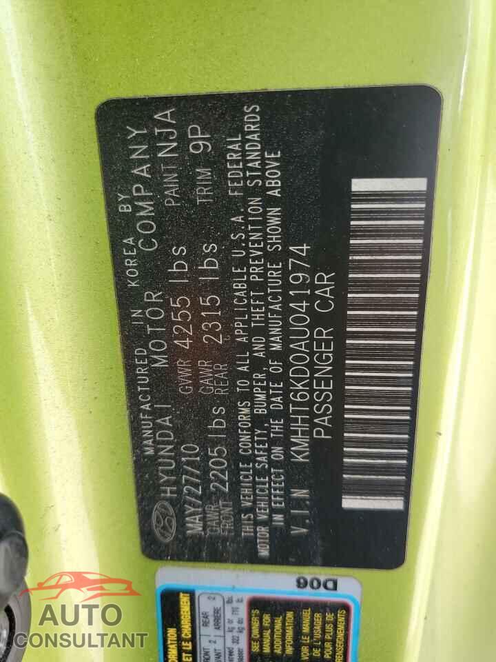 HYUNDAI GENESIS 2010 - KMHHT6KD0AU041974