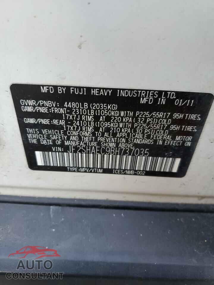 SUBARU FORESTER 2011 - JF2SHAEC9BH737035