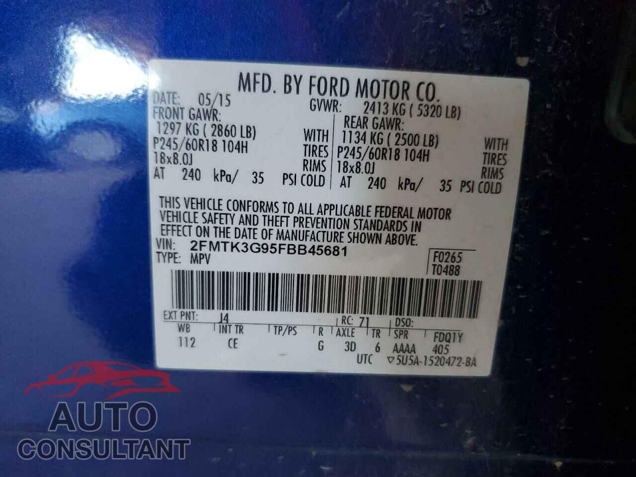 FORD EDGE 2015 - 2FMTK3G95FBB45681