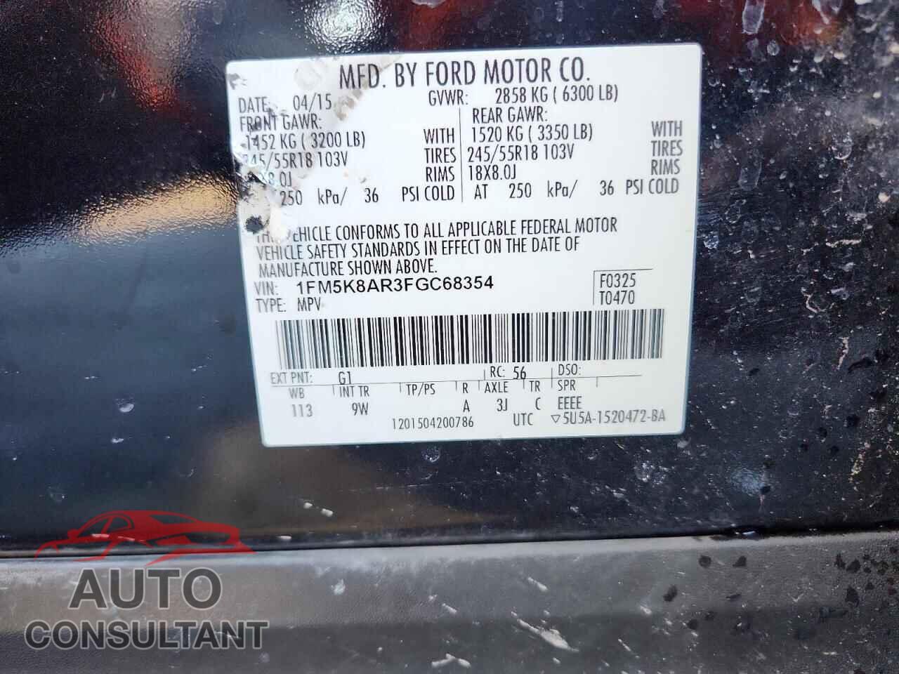 FORD EXPLORER 2015 - 1FM5K8AR3FGC68354