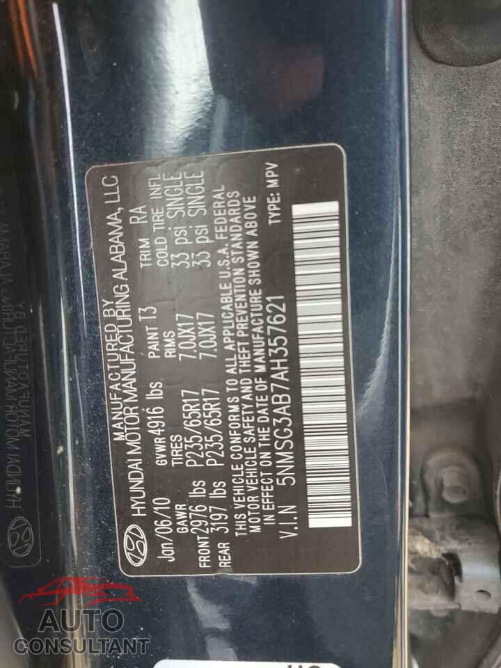 HYUNDAI SANTA FE 2010 - 5NMSG3AB7AH357621
