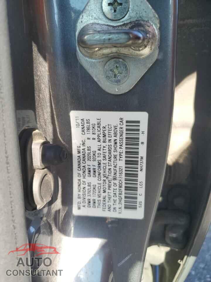 HONDA CIVIC 2012 - 2HGFB2F80CH316321