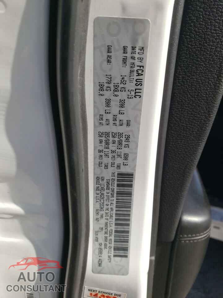 DODGE DURANGO 2019 - 1C4RDJAG2KC755343